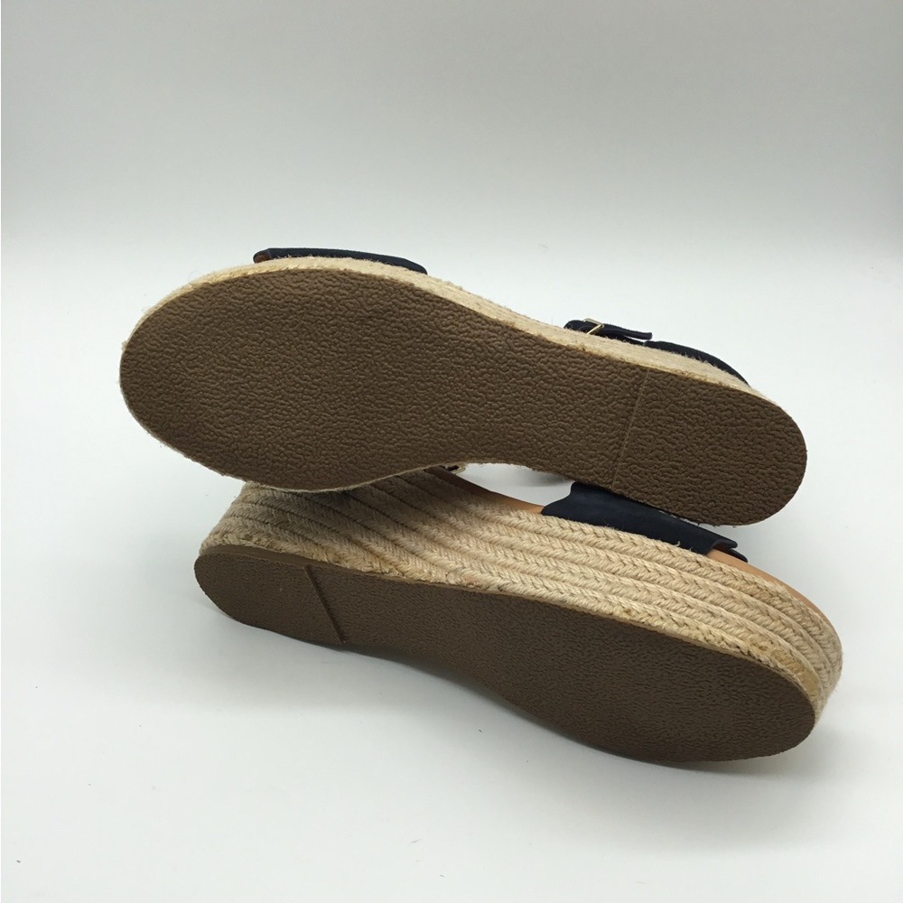 J. Crew‎ Navy Suede Scalloped Platform Sandals - Picture 6 of 7